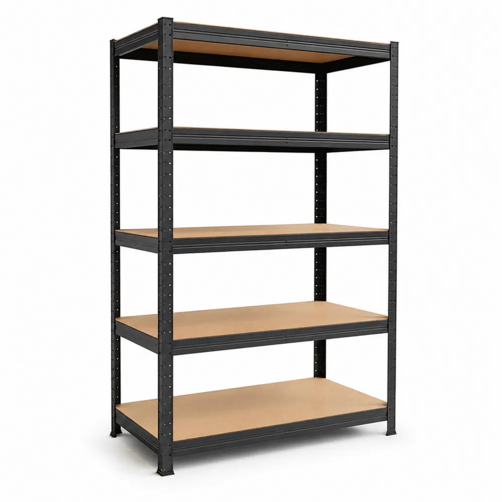 Metallregal Schwarz mit 5 MDF Einlegeböden 180cm x 90cm x 40cm