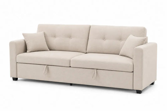 Schlafsofa aus Polyester mit Holzrahmen in Beige